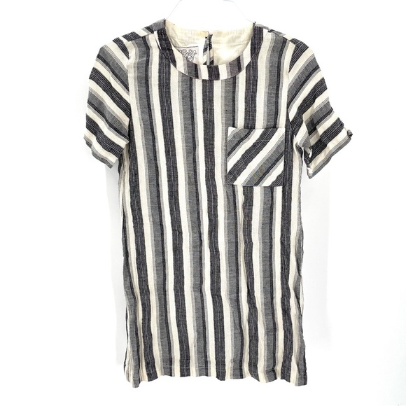 ACE & JIG Striped Short Sleeve Linen Minimalistic Tunic Mini Dress - Picture 2 of 7